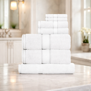 550GSM Fine Cotton Towel 7PCS Set - White