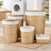5 Pcs Wicker Storage Laundry Baskets With Liner Set