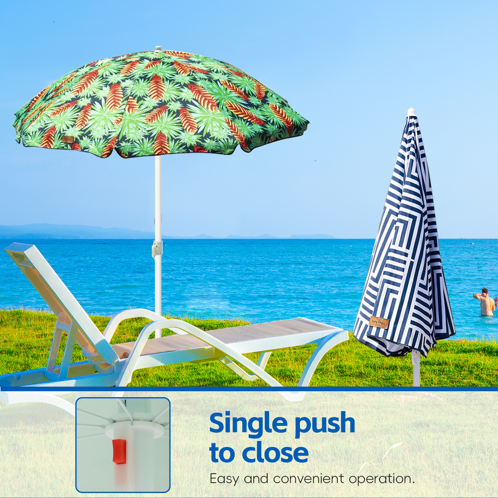 Lazy Dayz 18M Tiltable Beach Umbrella With Carry Bag Mossman - 07