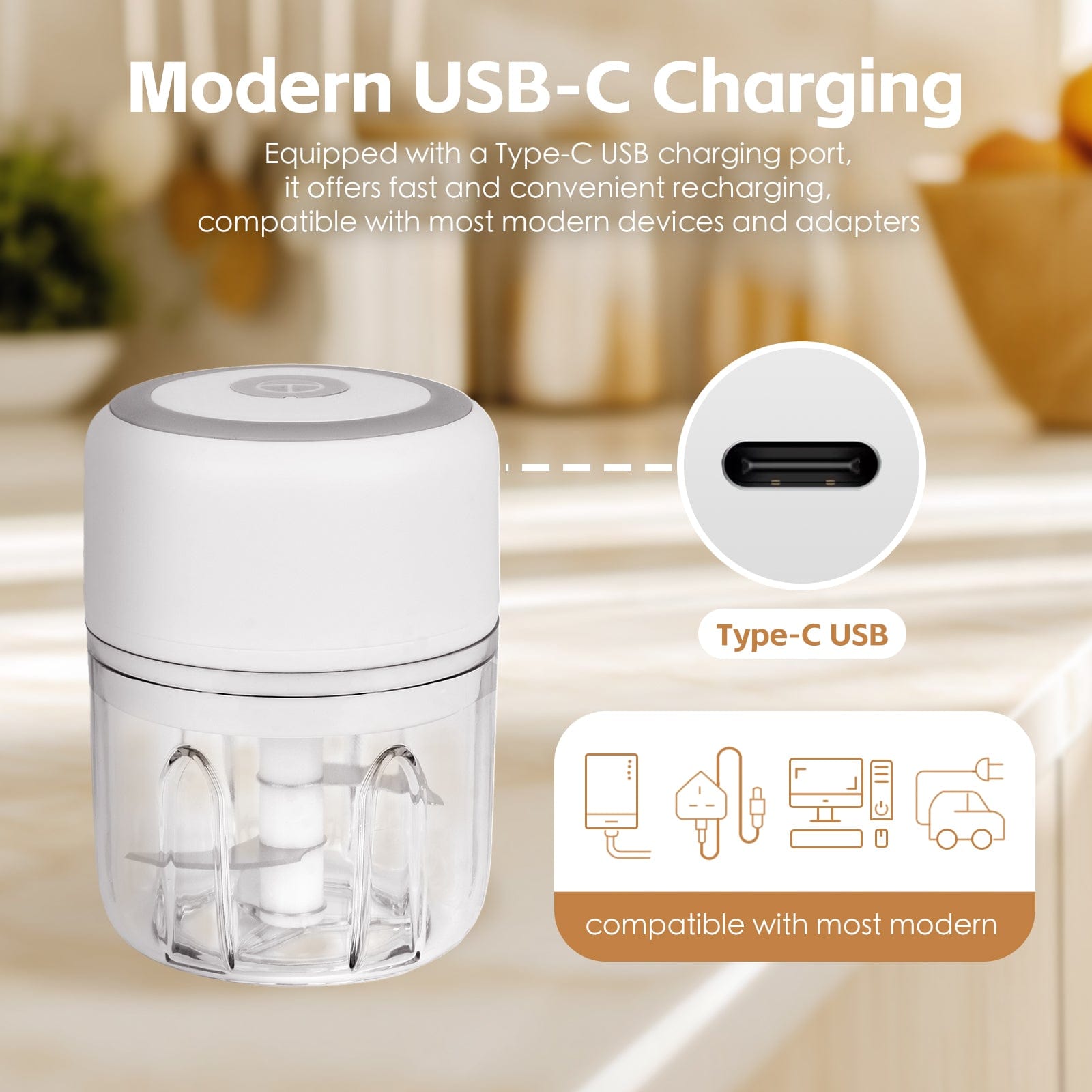 250Ml Cordless Usb Rechargeable Mini Food Chopper - 05