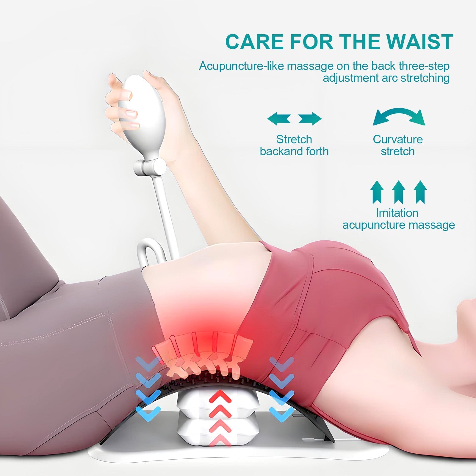 Adjustable Air Lumbar Spine Reliever Inflatable Back Stretcher With Acupressure Magnets - 05