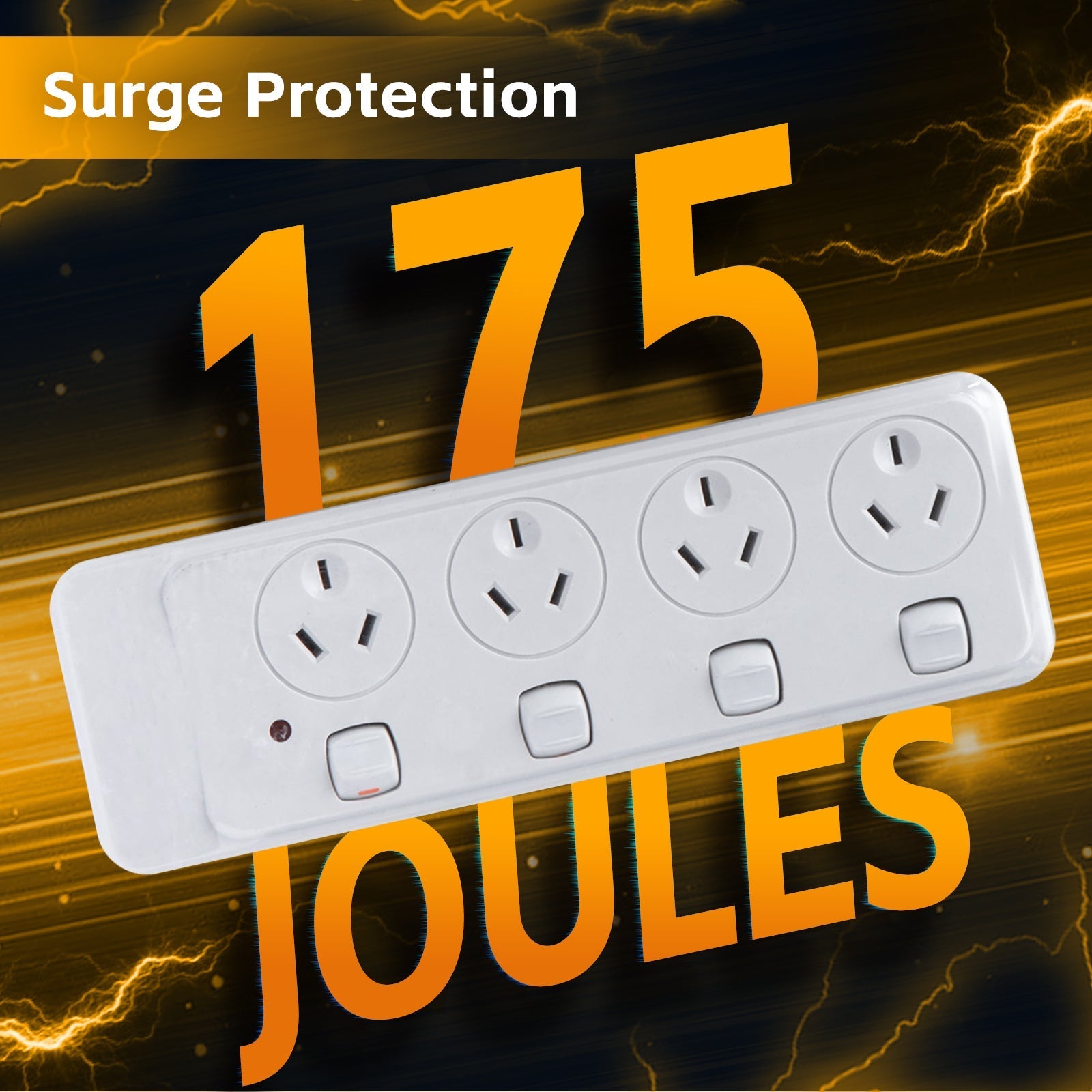 4 Outlet Power Board With Surge Protection With Individual Switches 1M Lead Cable - 01
