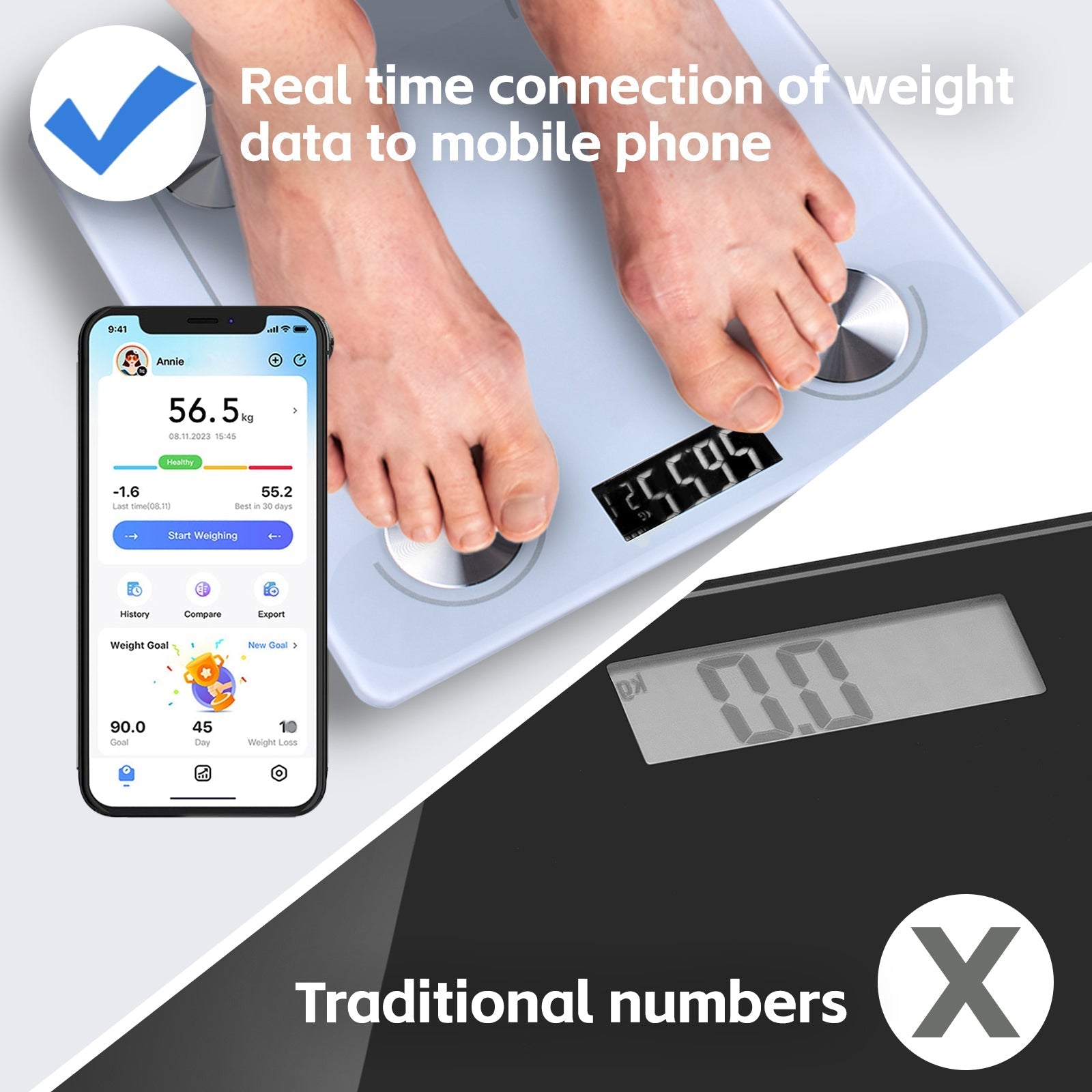 Clevinger Bluetooth Smart Digital Glass Bathroom Scale Max Capacity 180Kg - 04