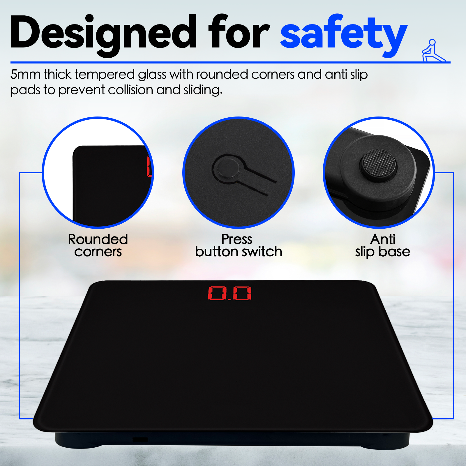 Clevinger Digital Glass Bathroom Scale Max Capacity 180Kg - 05