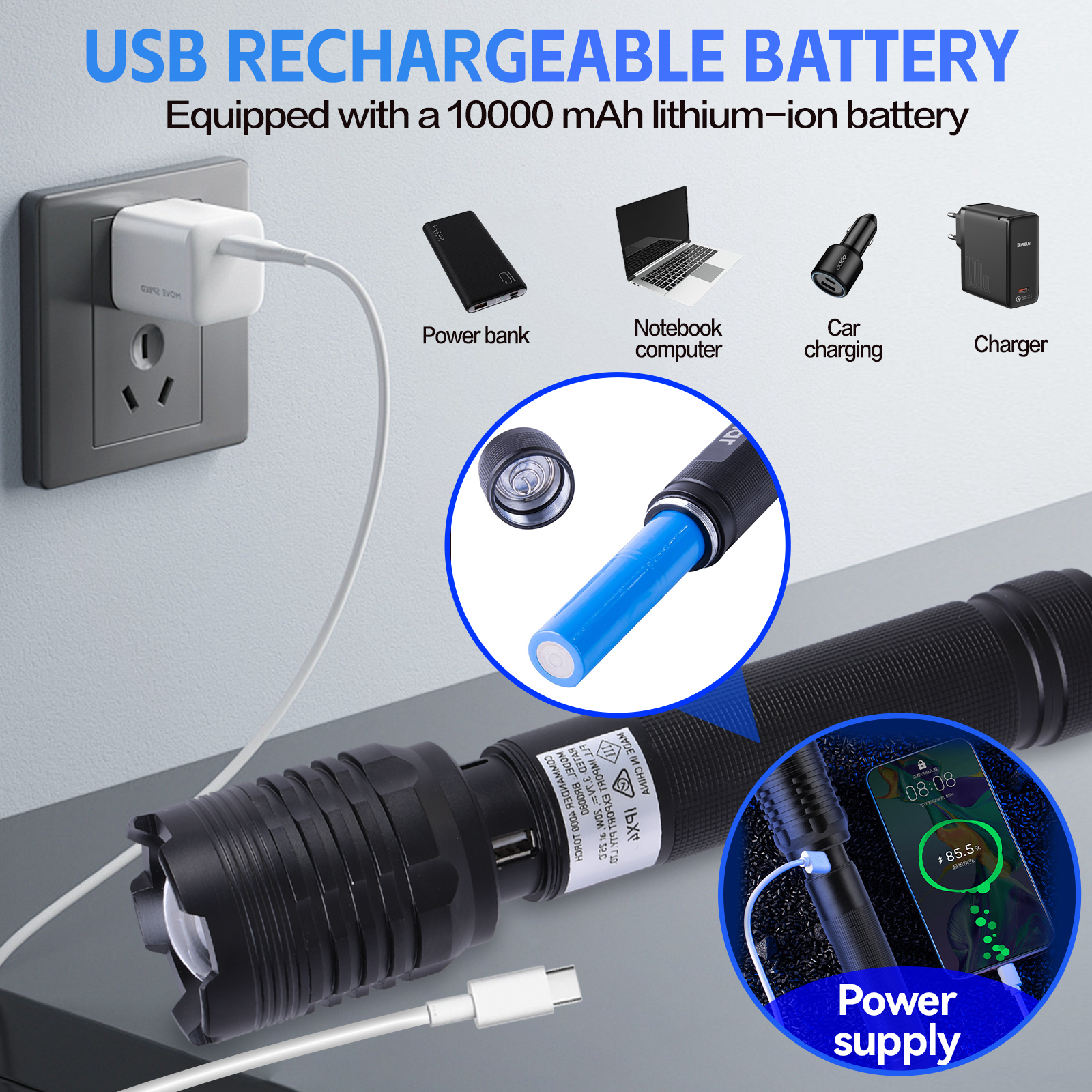 Brillar Commander 4000 Lumen Usb Rechargeable Torch - 09