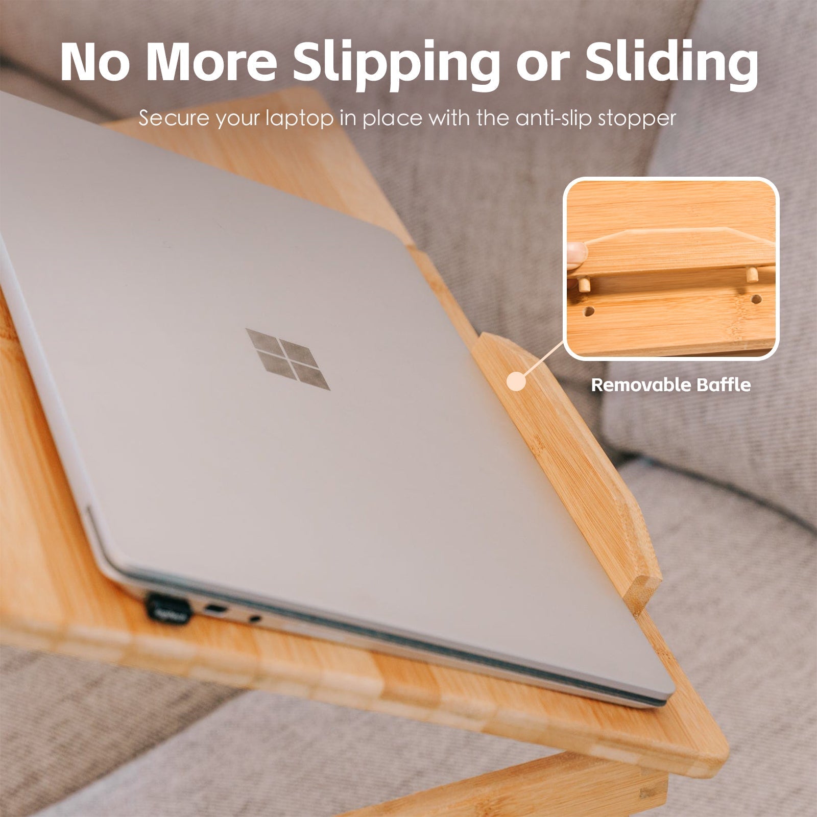 Foldable And Adjustable Bamboo Laptop Table Bed Tray - 05