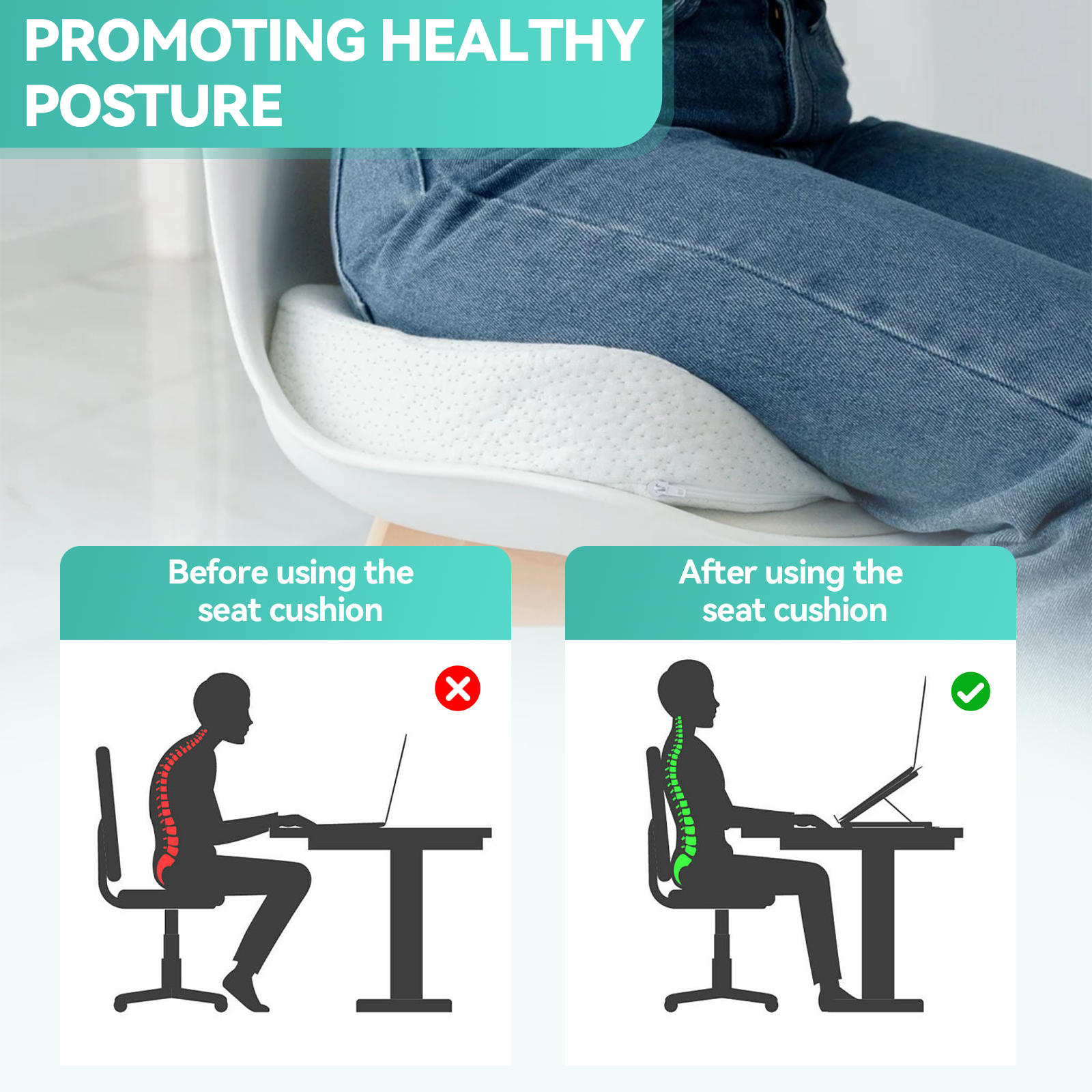 Memory Foam Seat Cushion With Bamboo Cover - 03