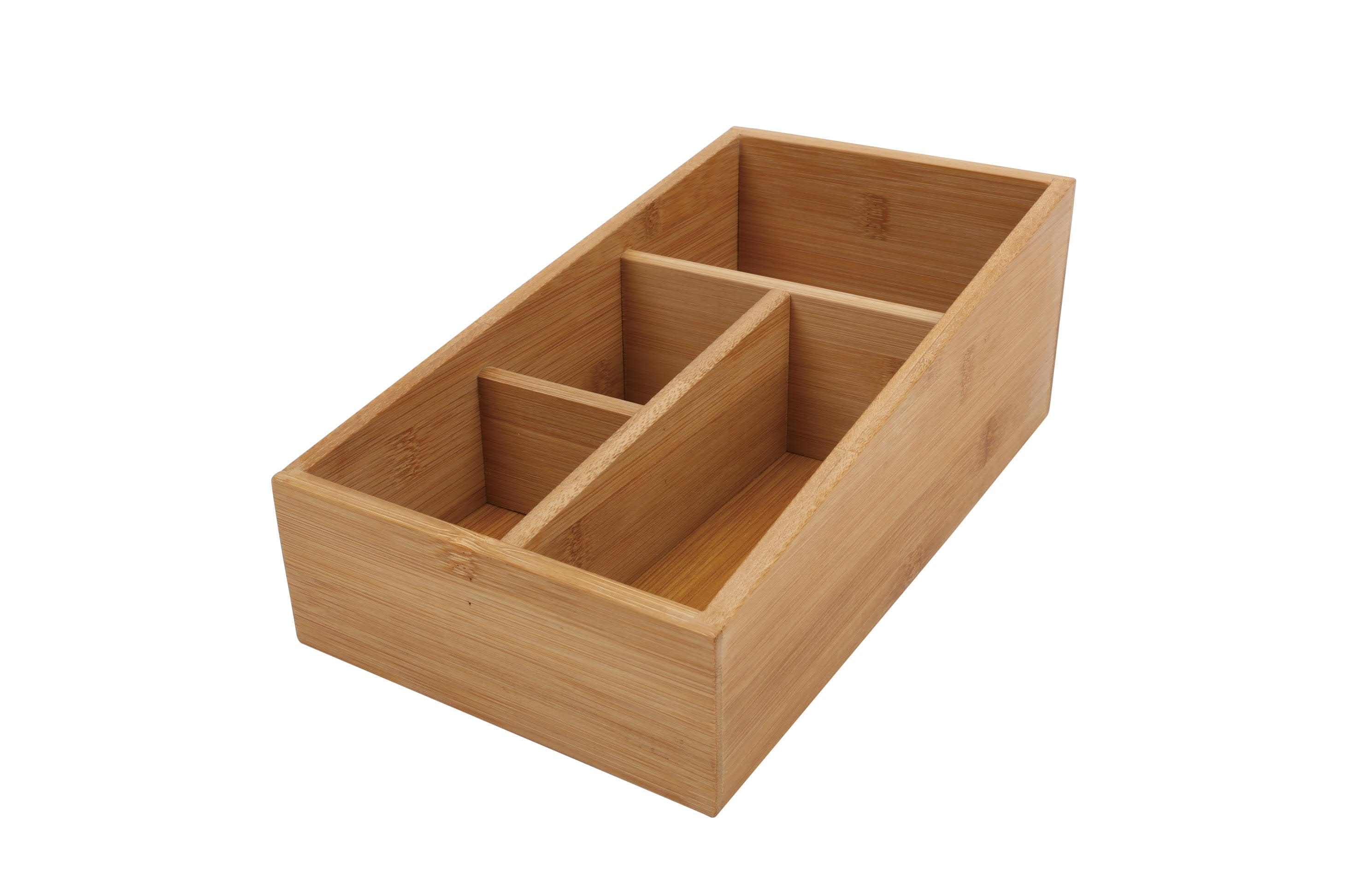 Bamboo Storage Box With 4 Slots - 01