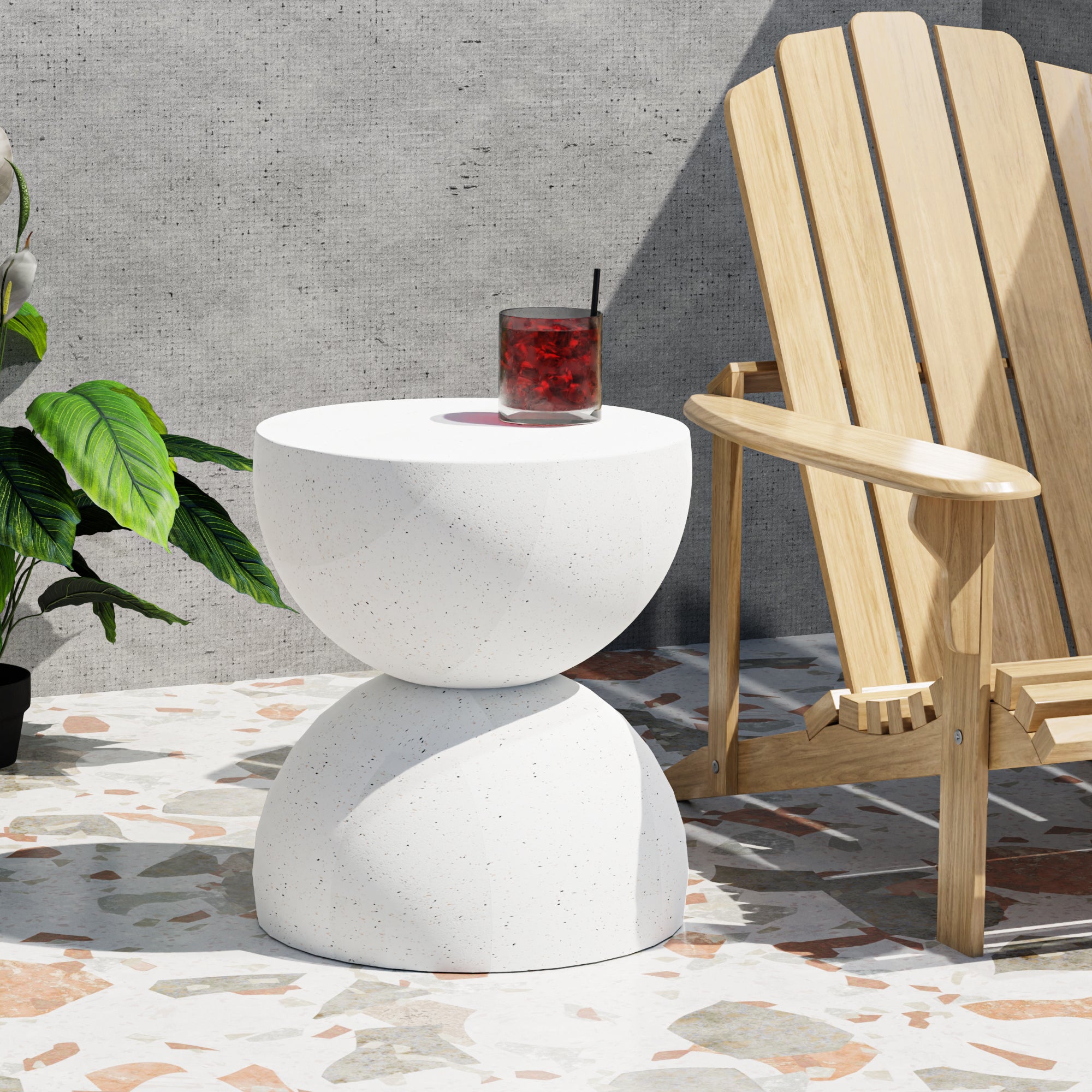 Levede Side Table Terrazzo Coffee Tables Beige-1954802989000691719
