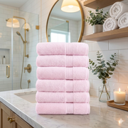 6PCS Cotton Face Towels 500GSM - Baby Pink
