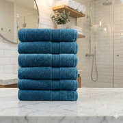 6PCS Cotton Face Towels 500GSM - Teal