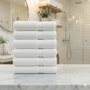 6PCS Cotton Face Towels 500GSM - White