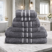 6PCS Hotel Style Premium Cotton Bath Towel Thick 650GSM Set - Grey