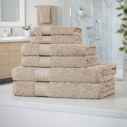 6PCS Soft and Absorbent Cotton Bath Towel 550GSM Set - Sandstone