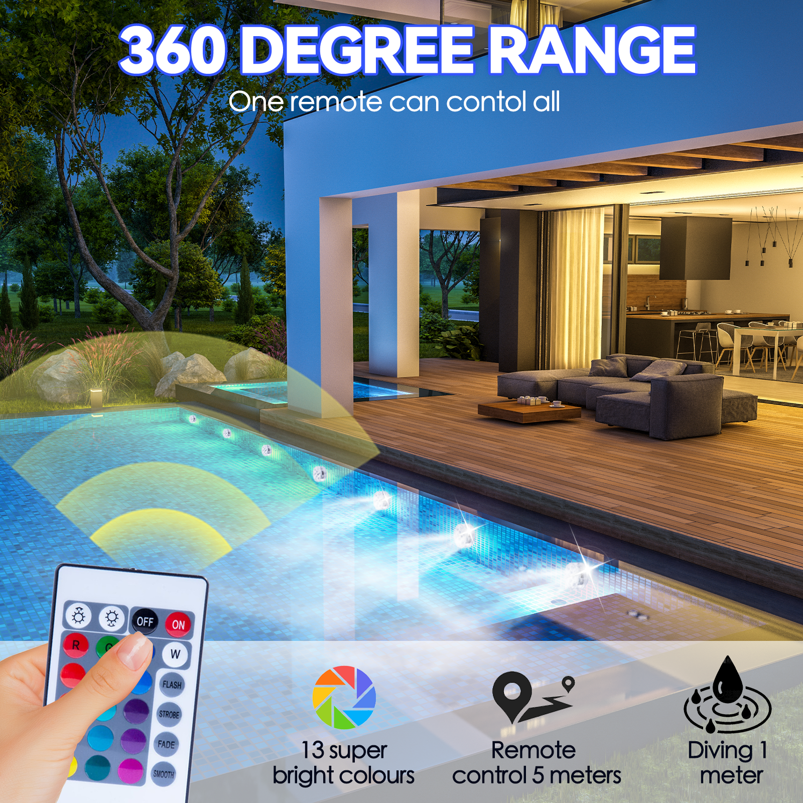 2 Pcs Lazy Dayz 13 Colors Led Remote Pool Light - 07
