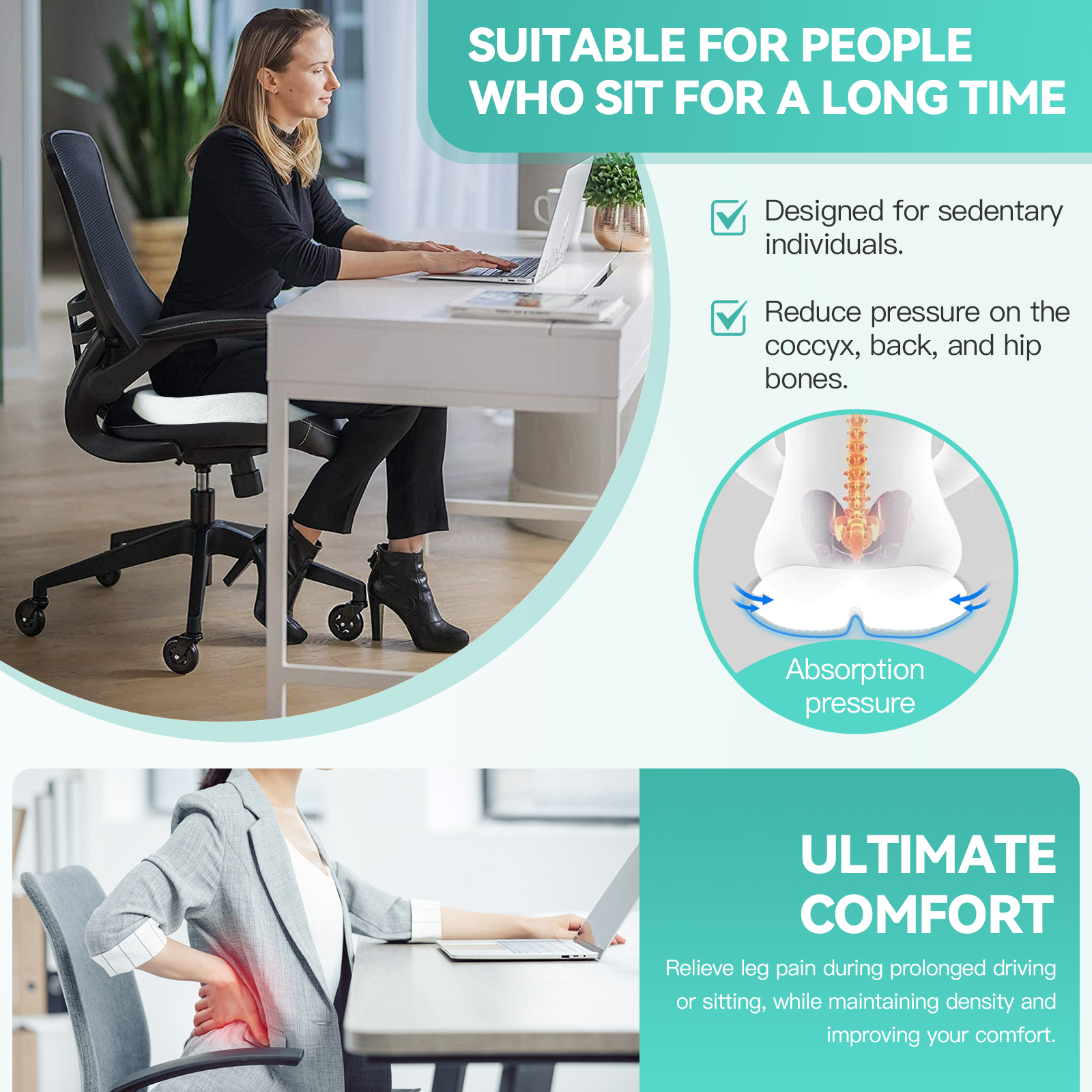Memory Foam Seat Cushion With Bamboo Cover - 05