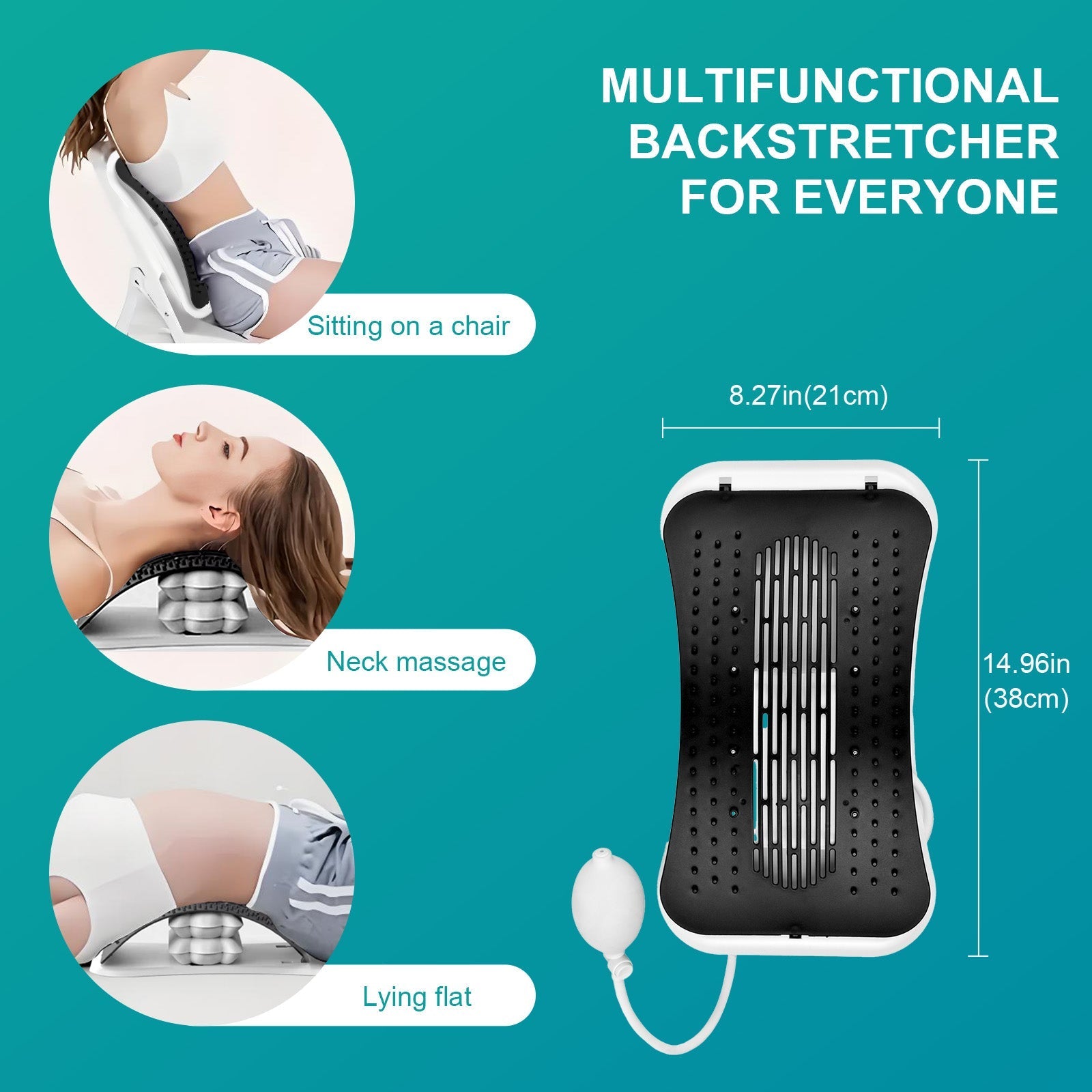 Adjustable Air Lumbar Spine Reliever Inflatable Back Stretcher With Acupressure Magnets - 06