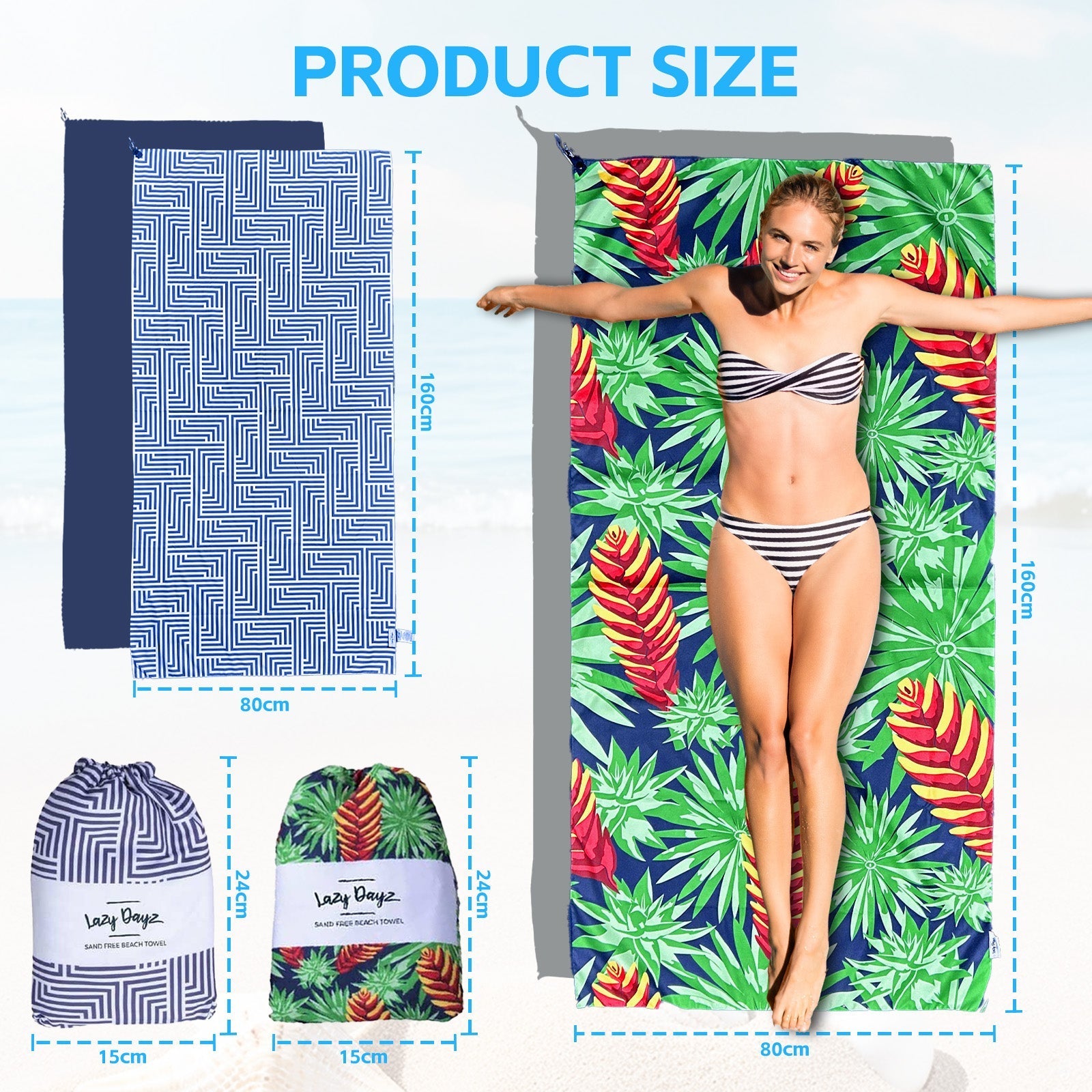 Lazy Dayz Quick Drying Sand Free Beach Towel Mossman - 13