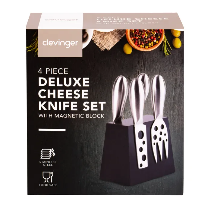 4 Pcs Clevinger Hobson Stainless Steel Cheese Knife Set With Magnetic Block - 04
