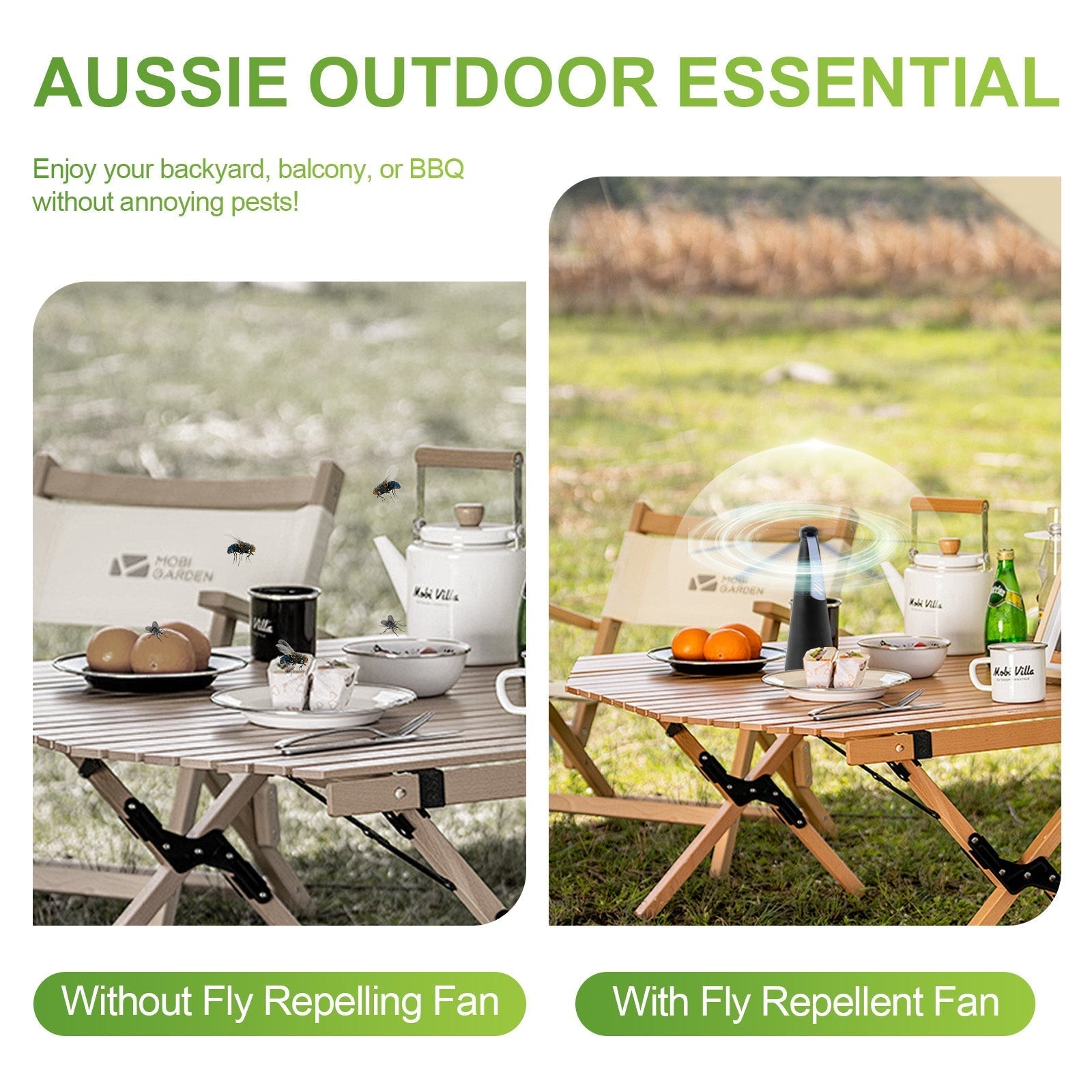 Battery Operated Shoo Fly Chemical Free Fly Repellent Fan Gold - 08