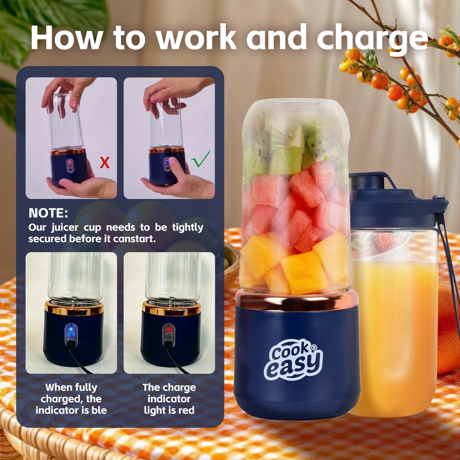 400Ml Usb C Rechargeable Portable Juicer With Travel Lid Personal Blender For Smoothies Shakes - 06
