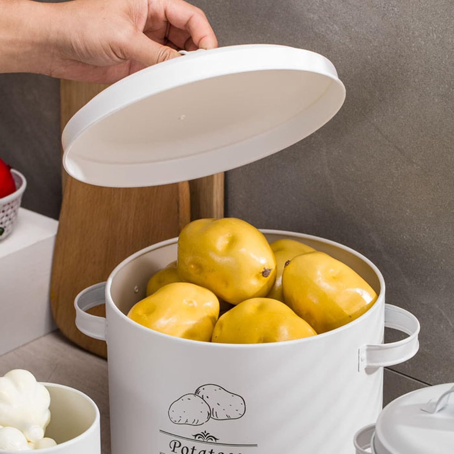 3 Pcs Galvanised Iron Fruit Vegetable Storage Tins - 03