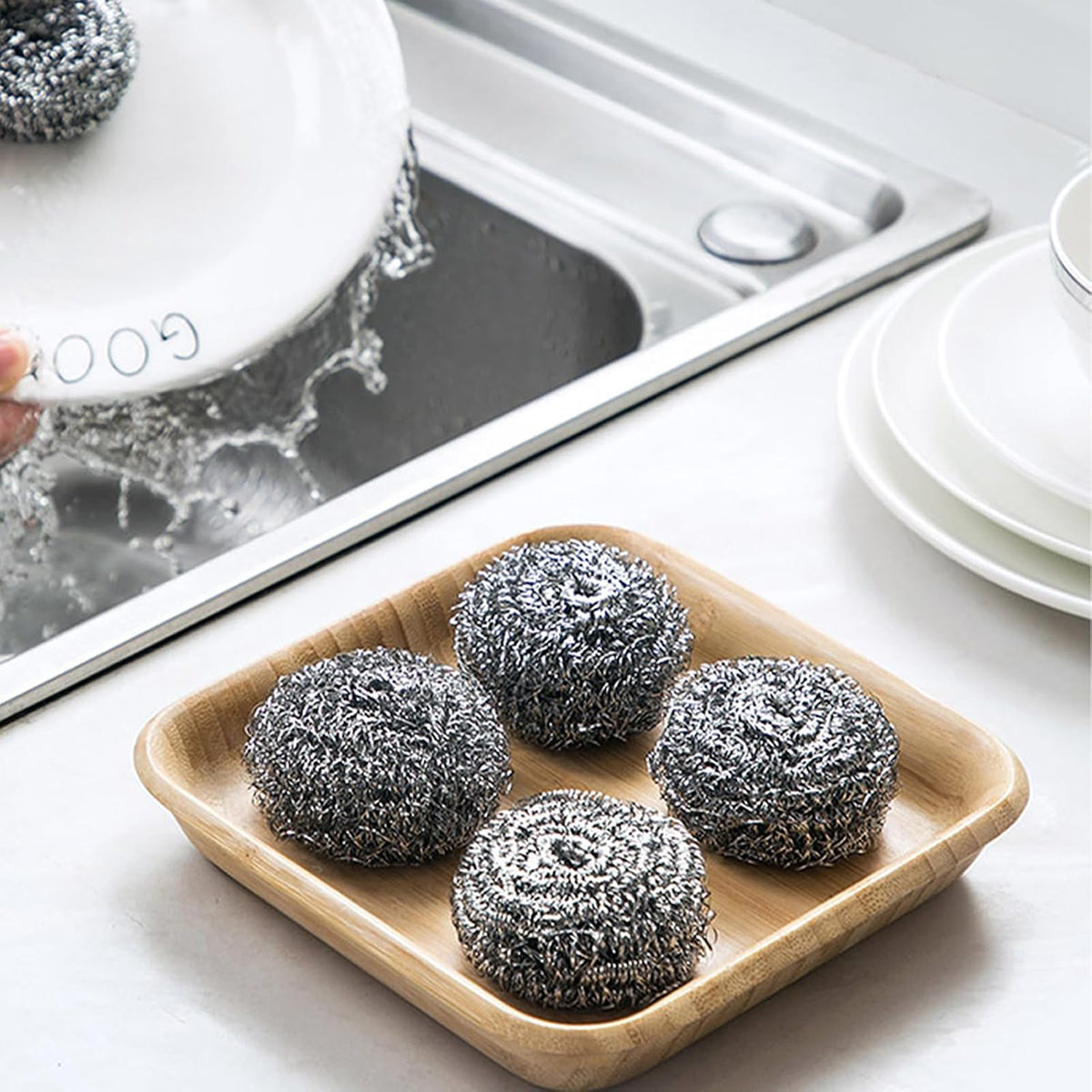 6 Pcs Stainless Steel Scourers - 06