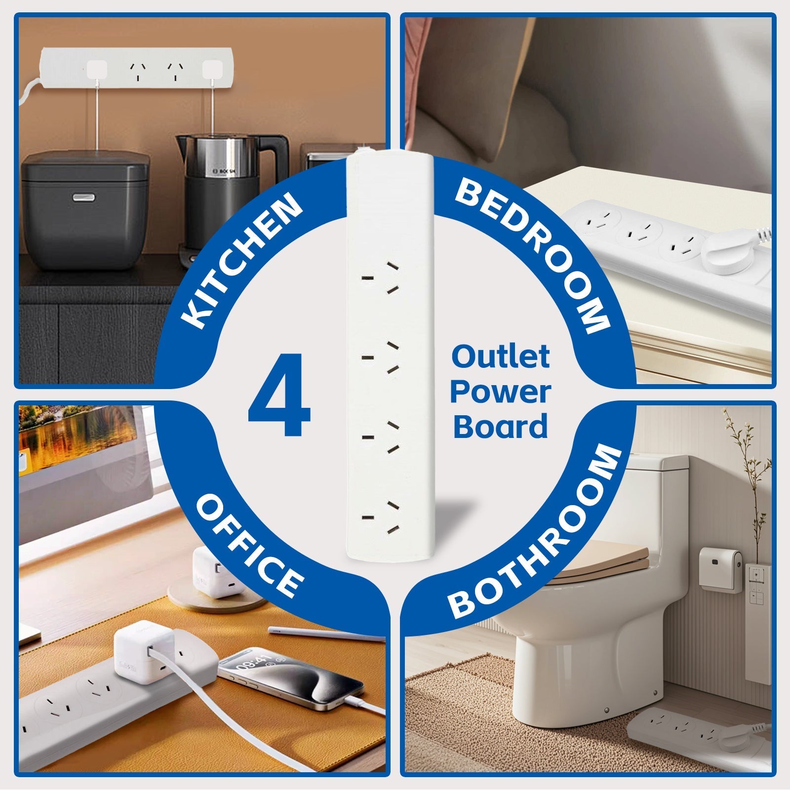 4 Outlet Powerboard With Surge Protection 1M Lead Cable - 02
