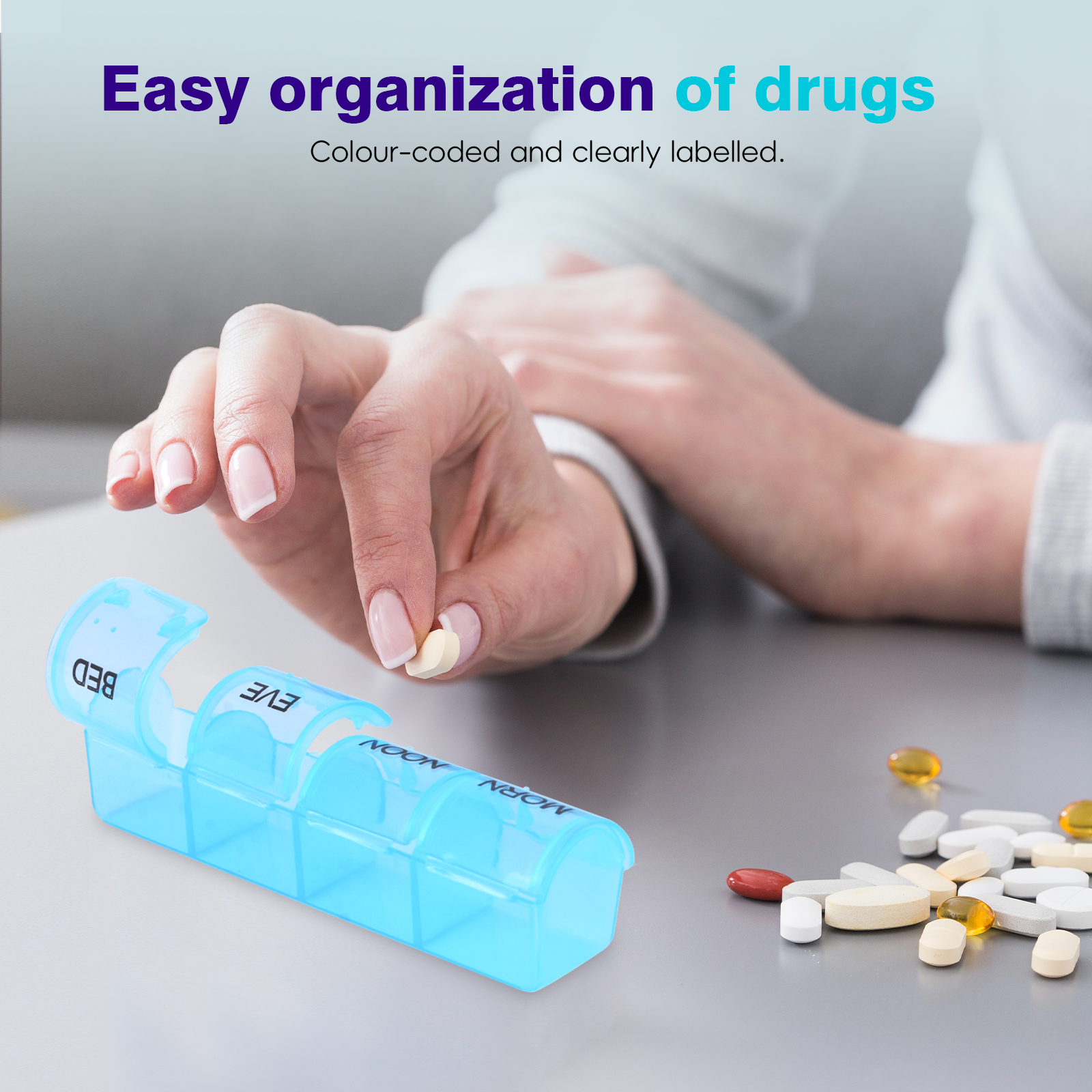 Flightmode 7 Day Travel Pill Box Medicine Organiser With Individual Daily Compartment - 05