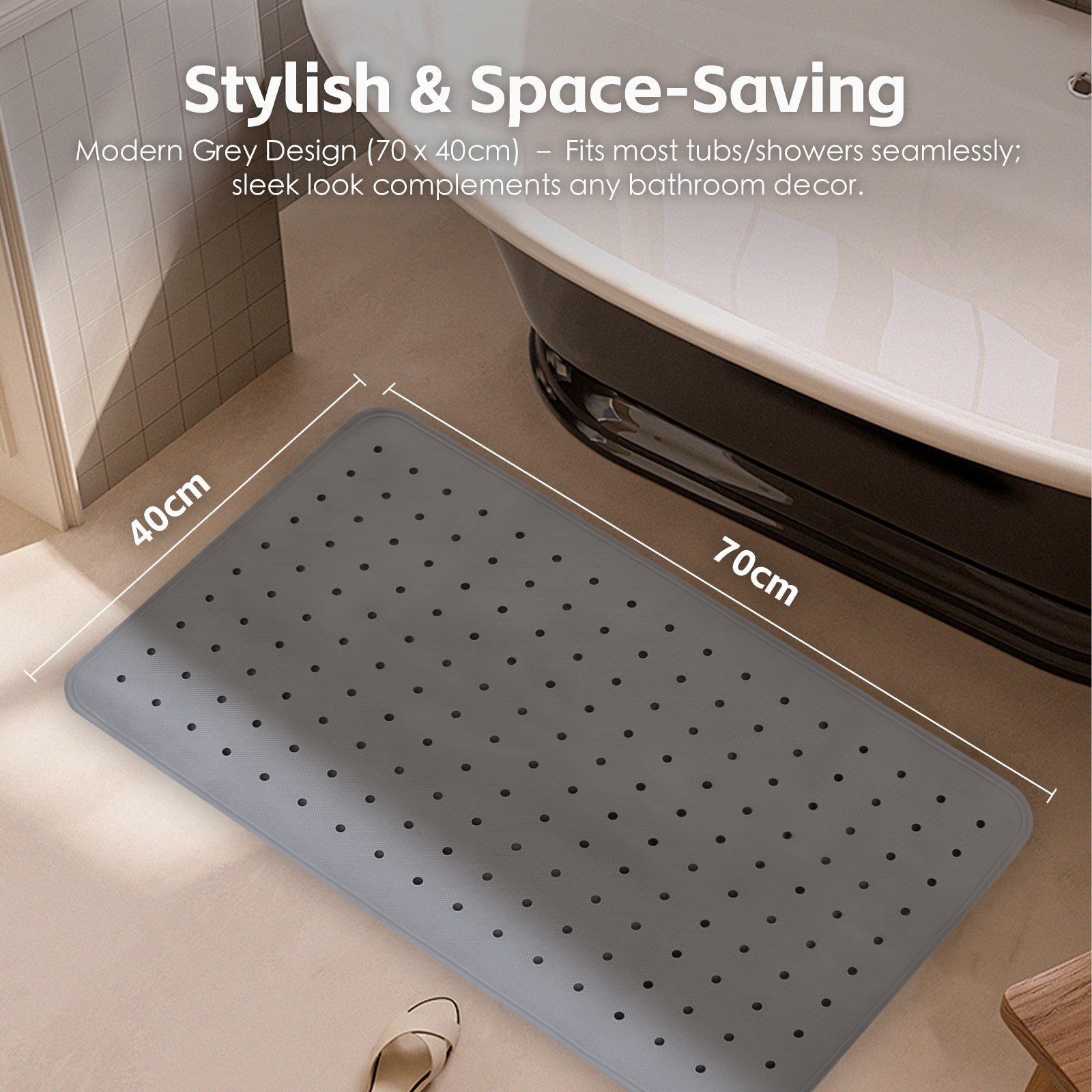 2 Pcs 7040 Cm Antislip Grip Shower Mat Quickdry Bath Mat With 100 Suction Cups - 08
