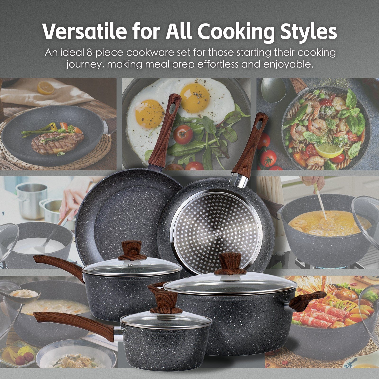 8 Pcs Clevinger Non Stick Cookware Set - 07