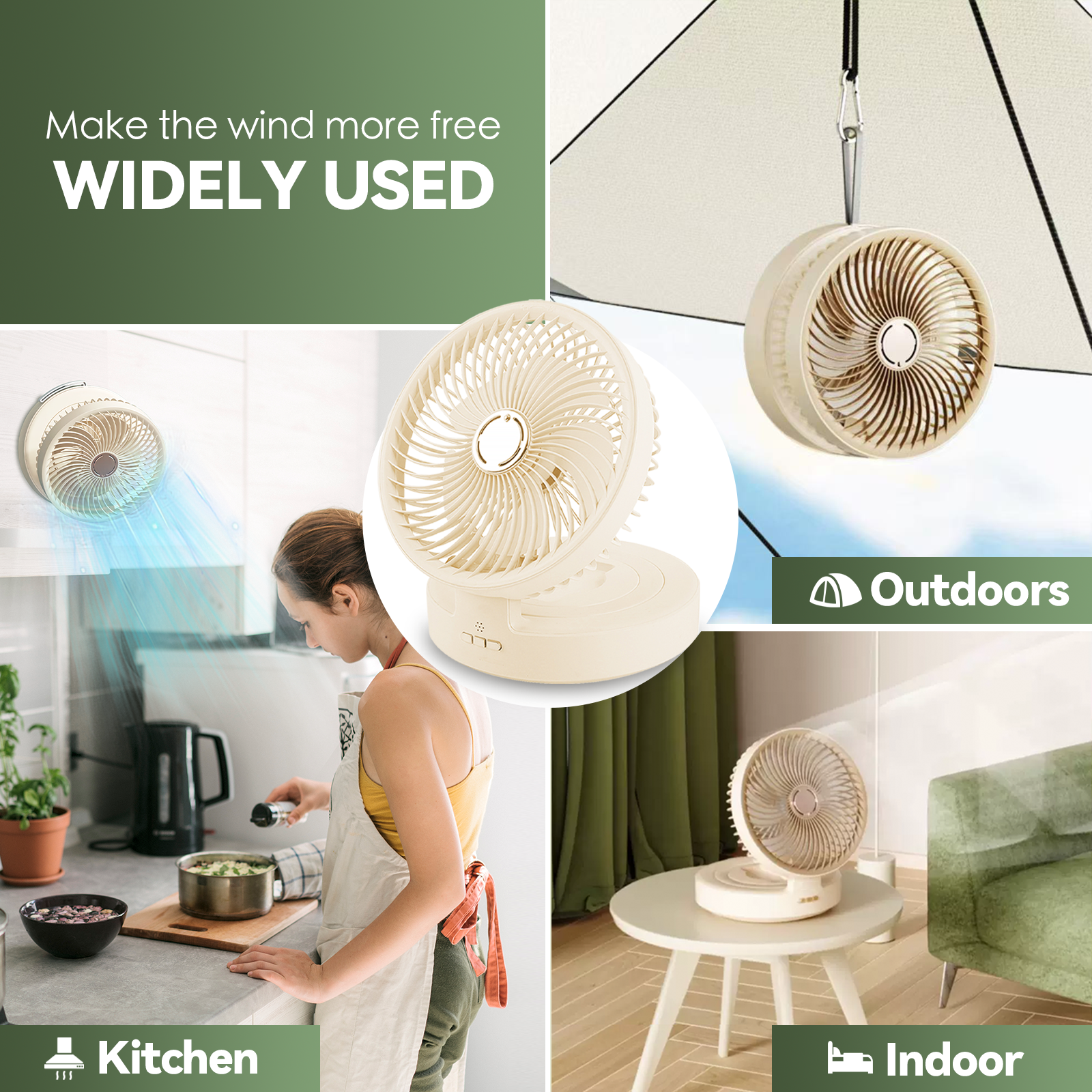 Usb Rechargeable Auto Oscillation Cordless Fan With Remote Night Light - 14