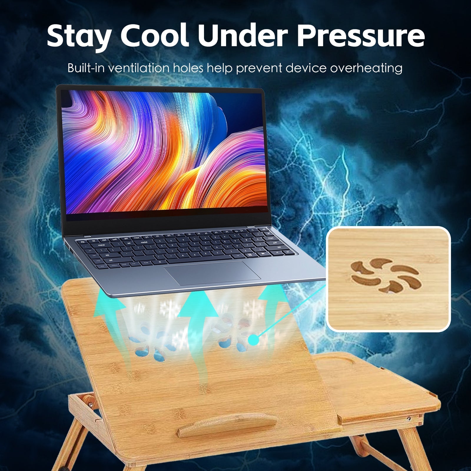 Foldable And Adjustable Bamboo Laptop Table Bed Tray - 07