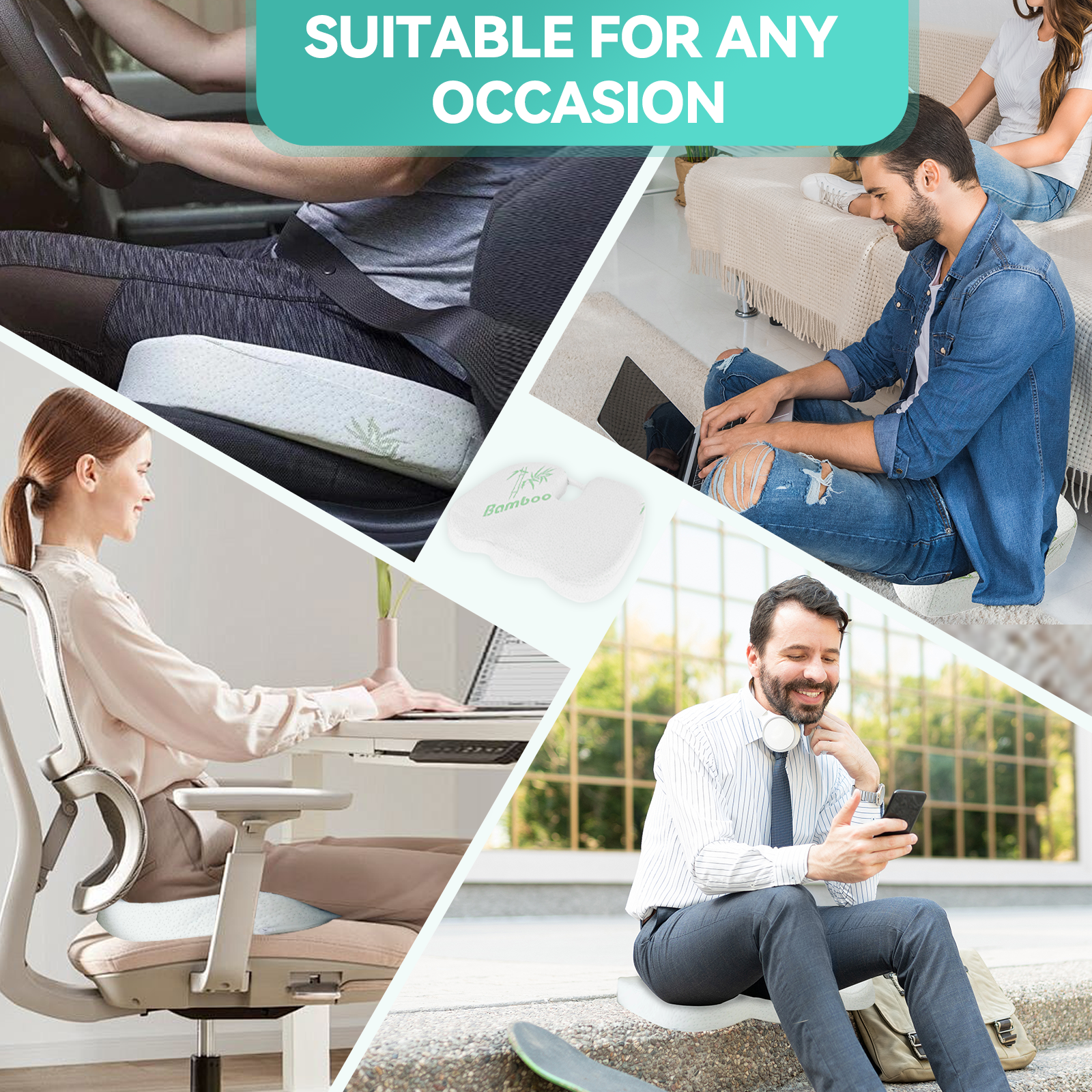 Memory Foam Seat Cushion With Bamboo Cover - 04