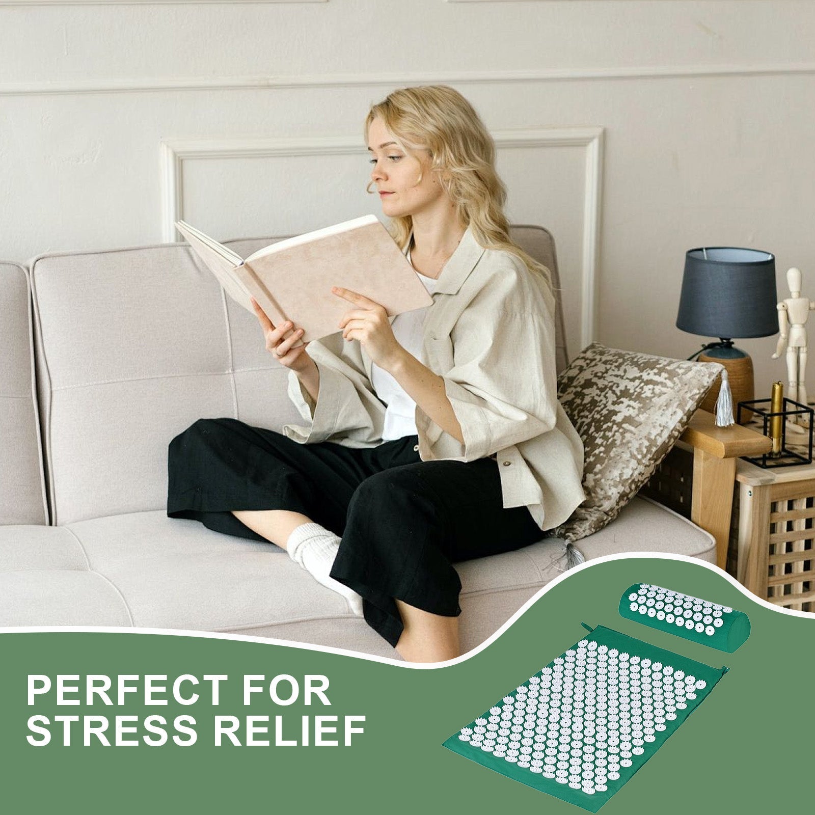 Acupressure Mat And Pillow Set With Bag - 08