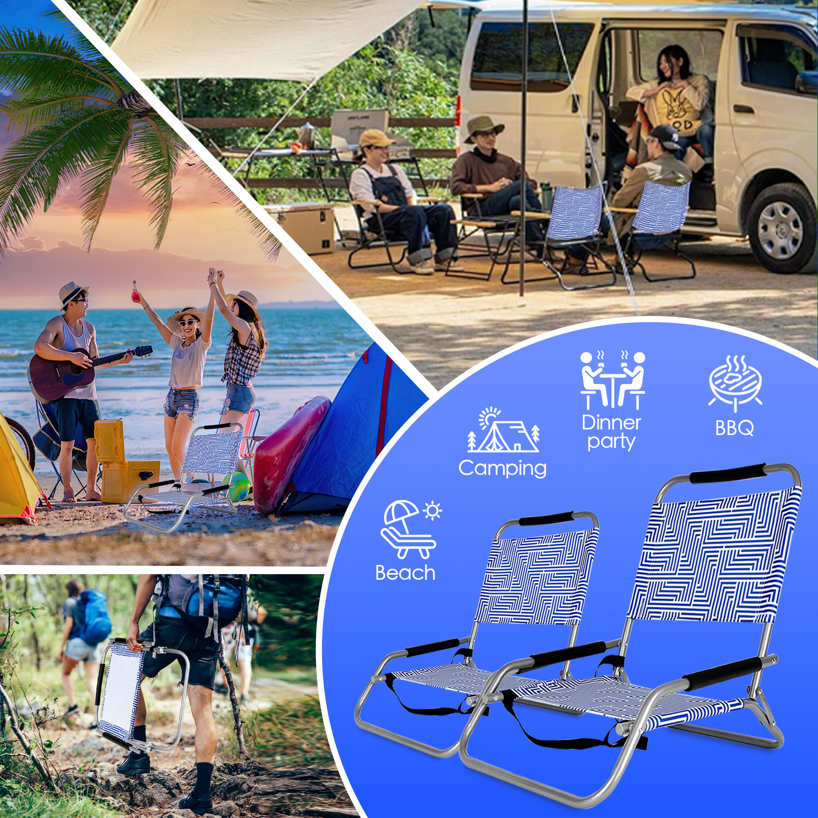 2 Pcs Lazy Dayz Foldable Beach Chair Makena - 10