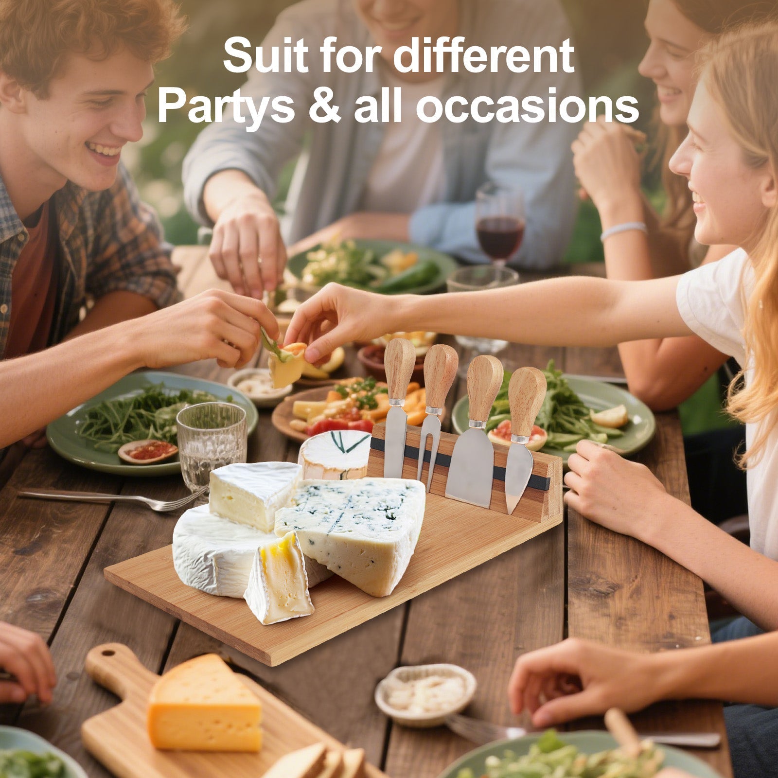Bamboo Cheese Board And Knife Set - 09