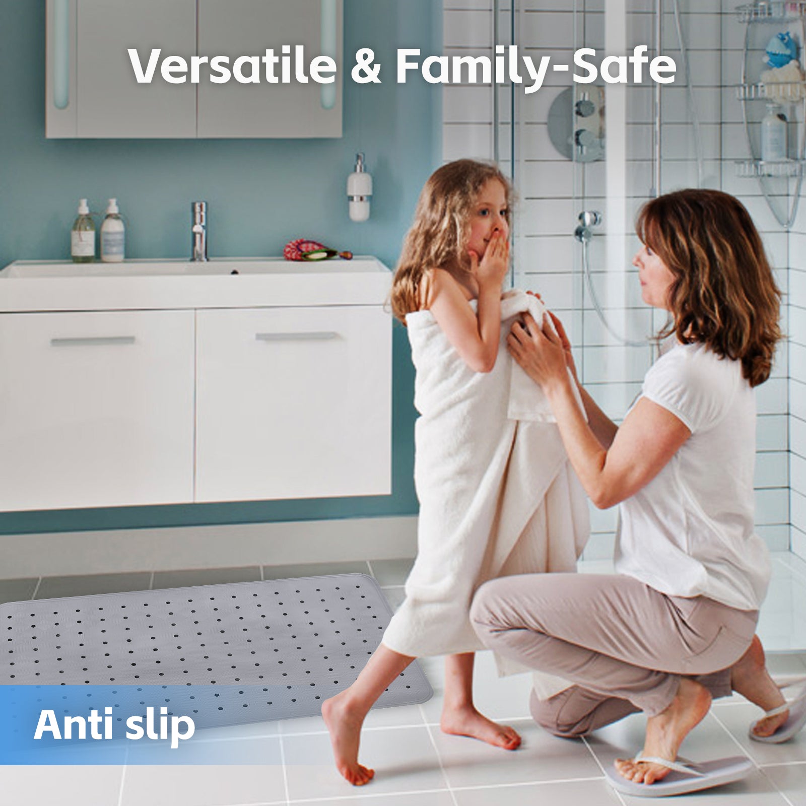 2 Pcs 7040 Cm Antislip Grip Shower Mat Quickdry Bath Mat With 100 Suction Cups - 09