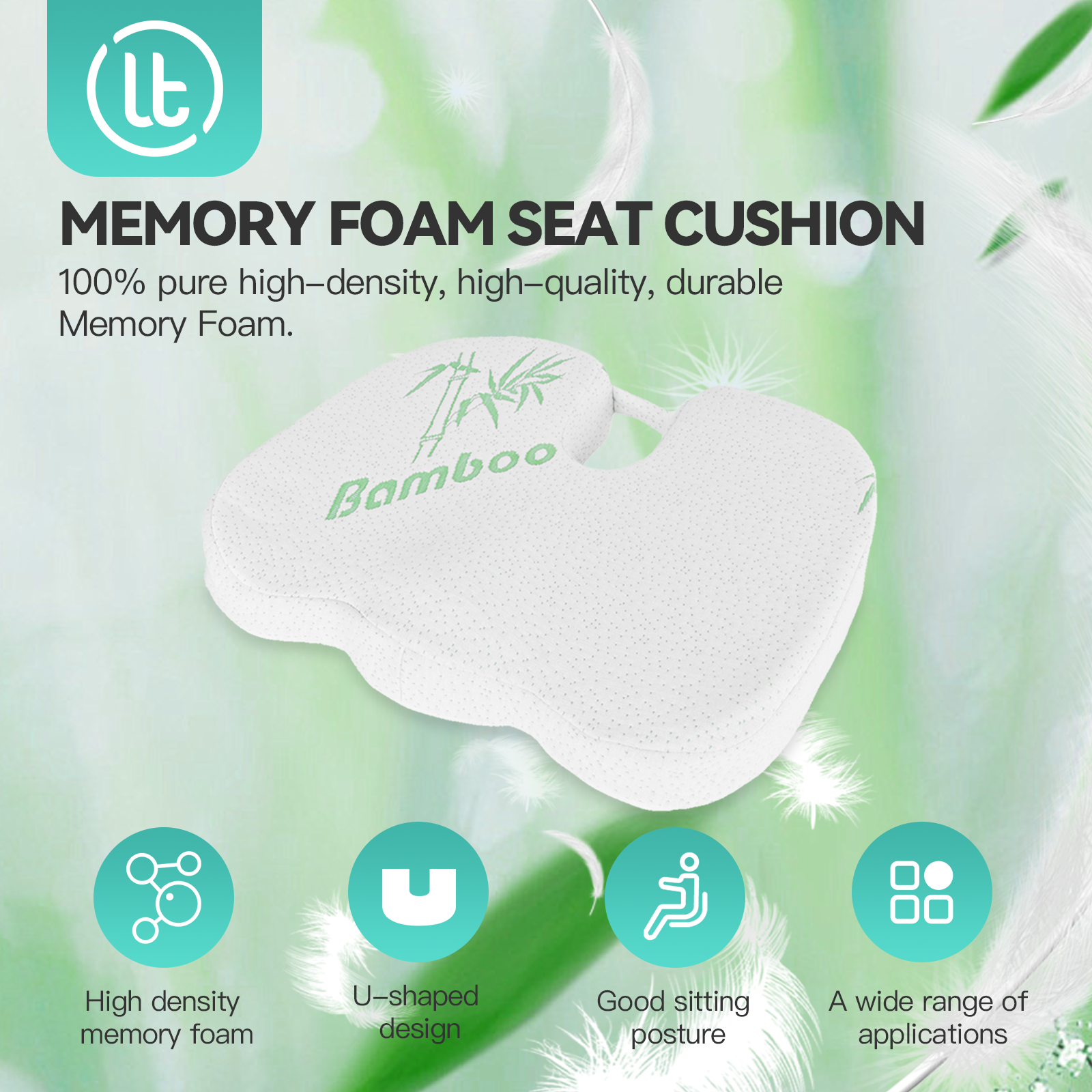 Memory Foam Seat Cushion With Bamboo Cover - 01