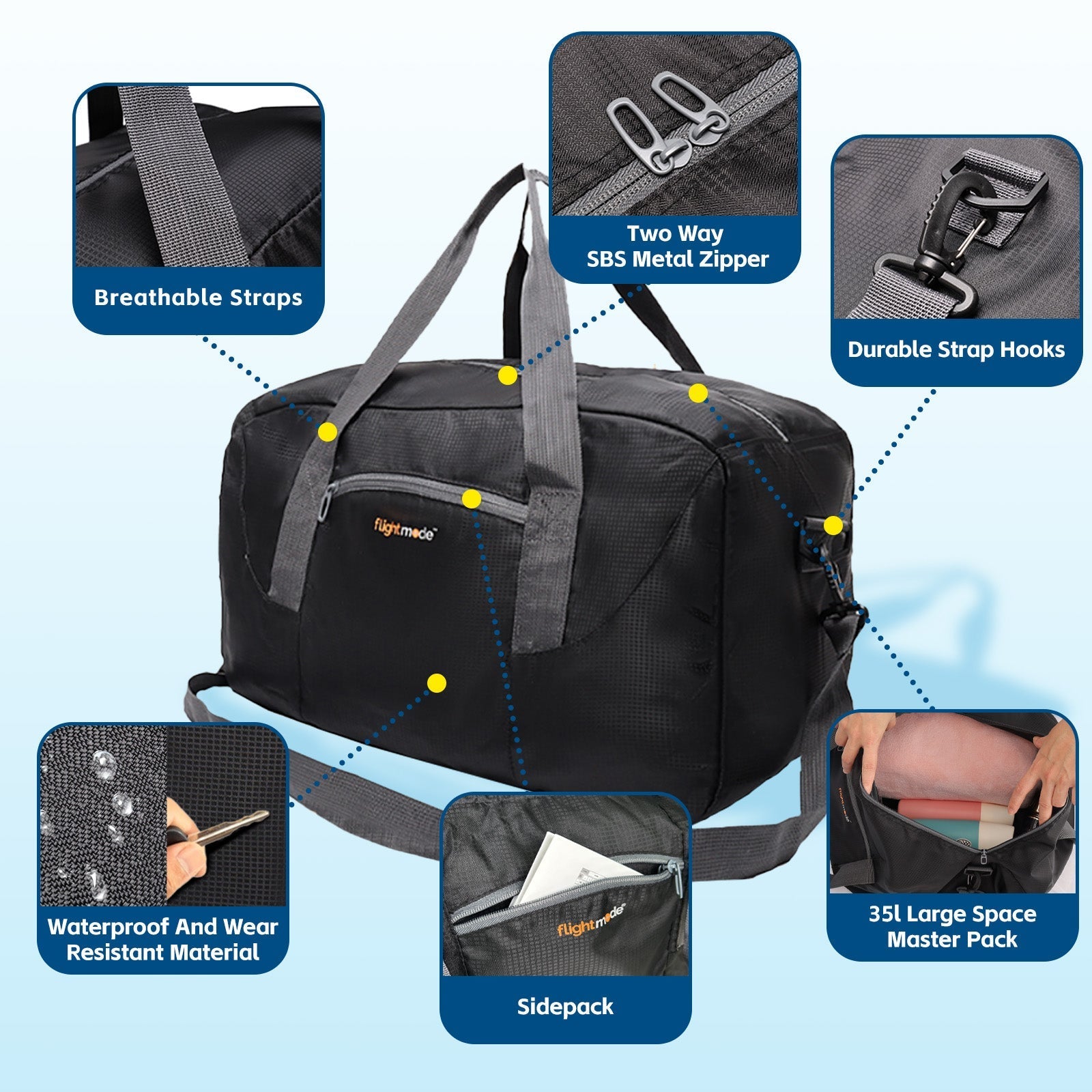 35L Foldable Lightweight Duffel Travel Bag - 03