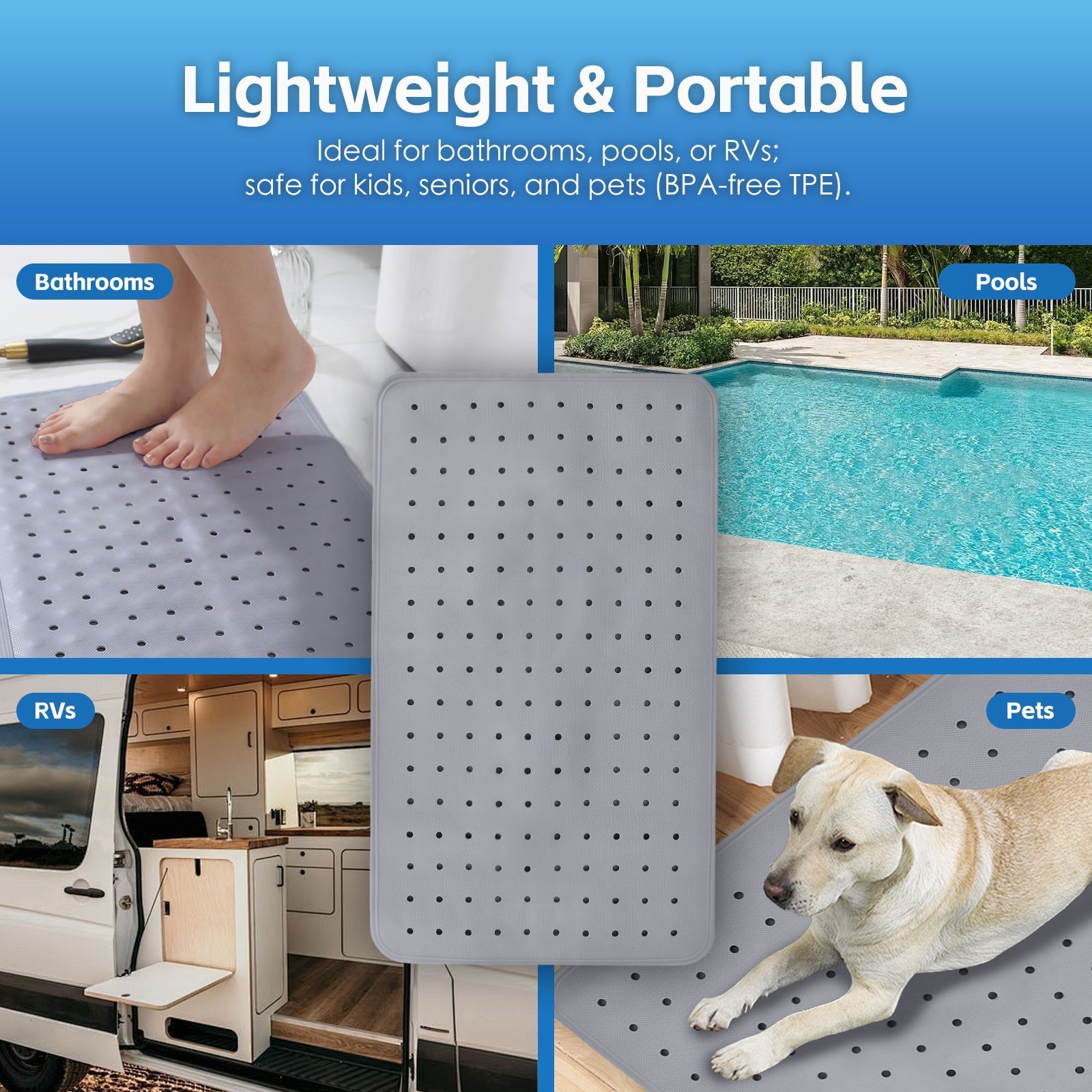 2 Pcs 7040 Cm Antislip Grip Shower Mat Quickdry Bath Mat With 100 Suction Cups - 10