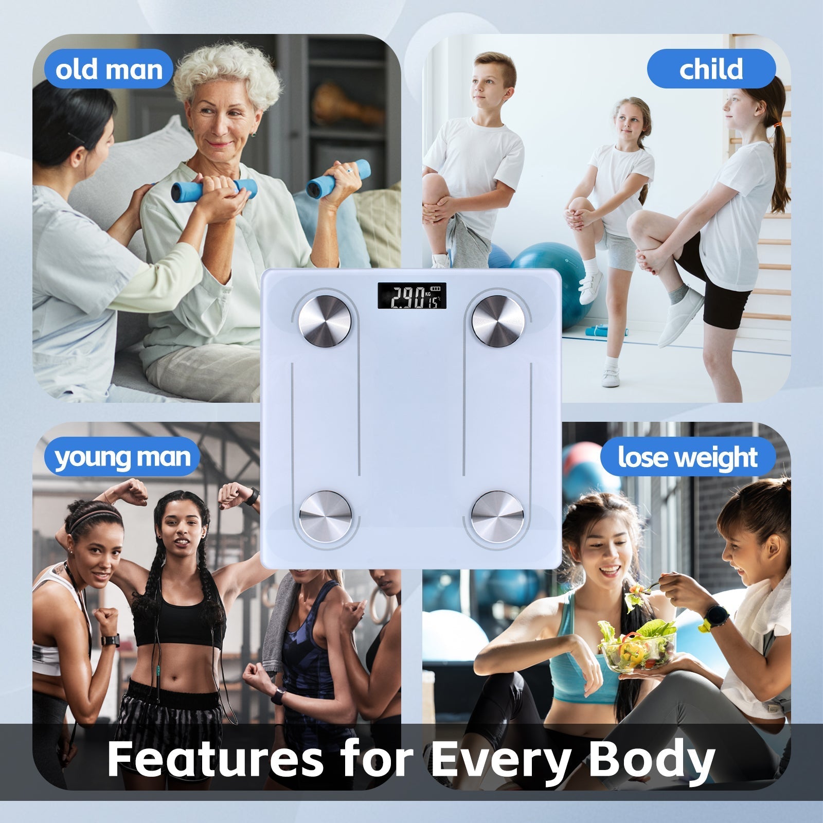 Clevinger Bluetooth Smart Digital Glass Bathroom Scale Max Capacity 180Kg - 08