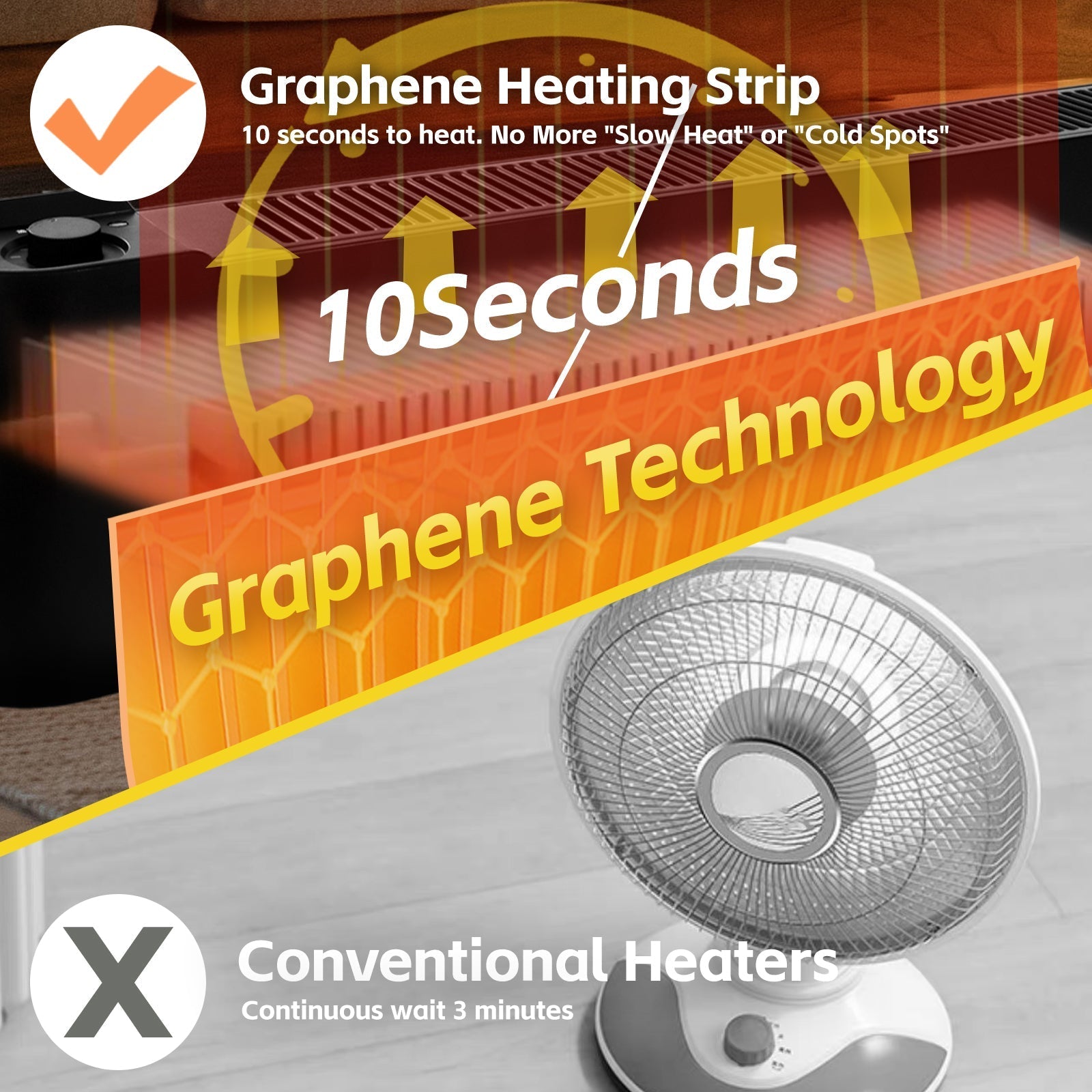 2200W Graphene Floor Electric Heater Fast Heating Energy Efficient Portable Indoor Heater - 09