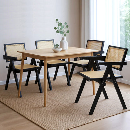 Levede 4x Black Wicker Armchair Dining Chair-1966287371590832135