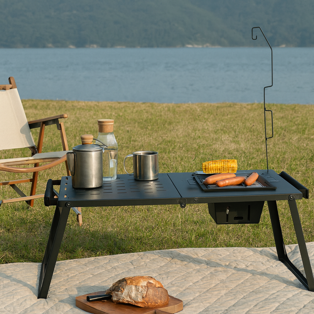 Multi-Functional Folding Camping Table Large - Black