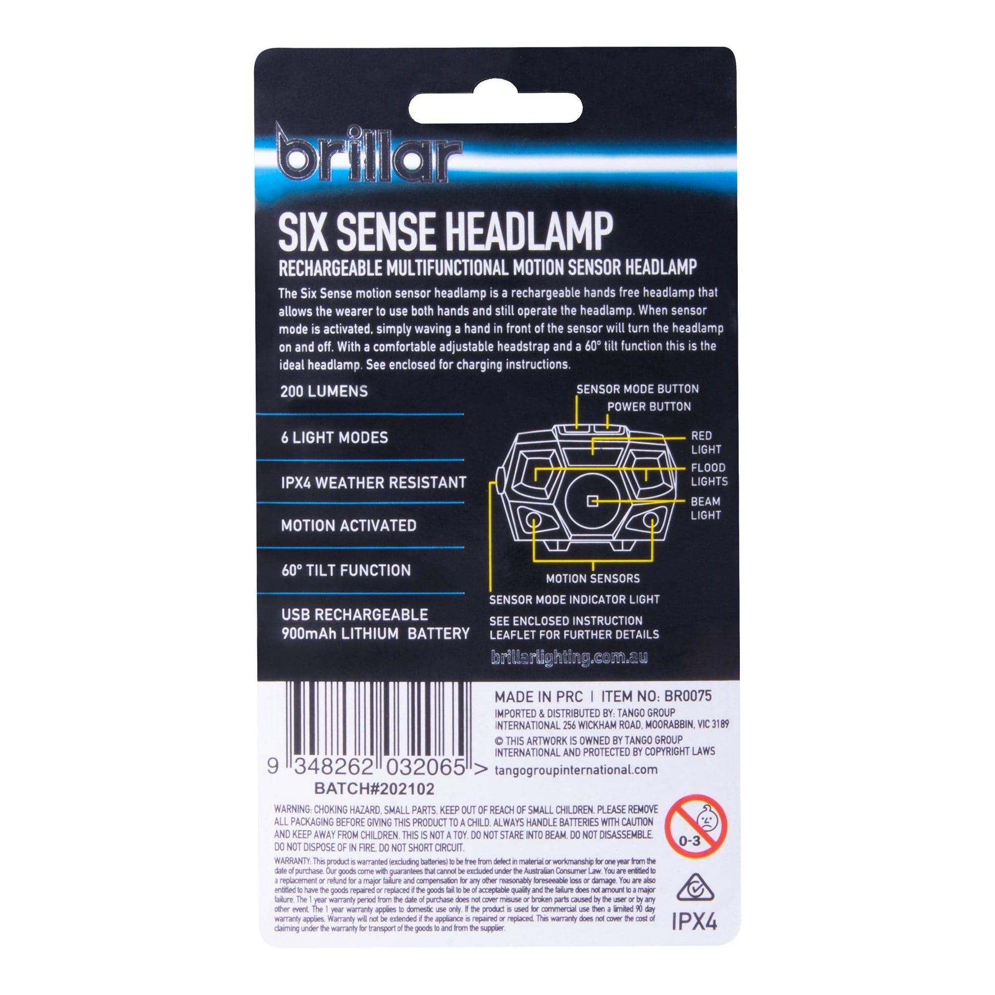 Brillar Sixth Sense 200 Lumen 6 Mode Rechargeable Headlamp - 03