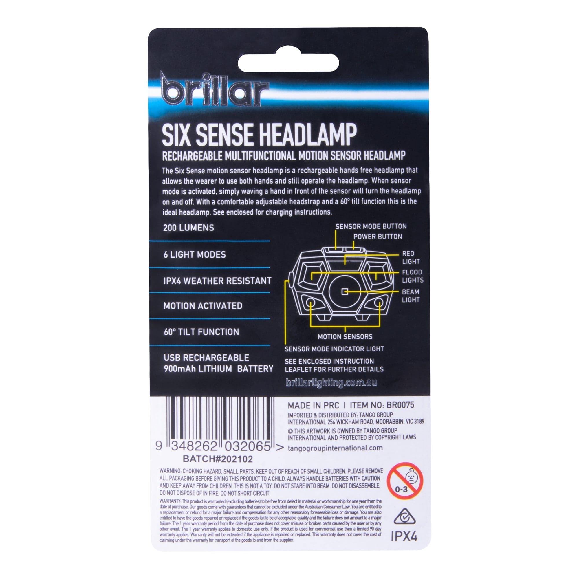 Brillar Sixth Sense 200 Lumen 6 Mode Rechargeable Headlamp - 03