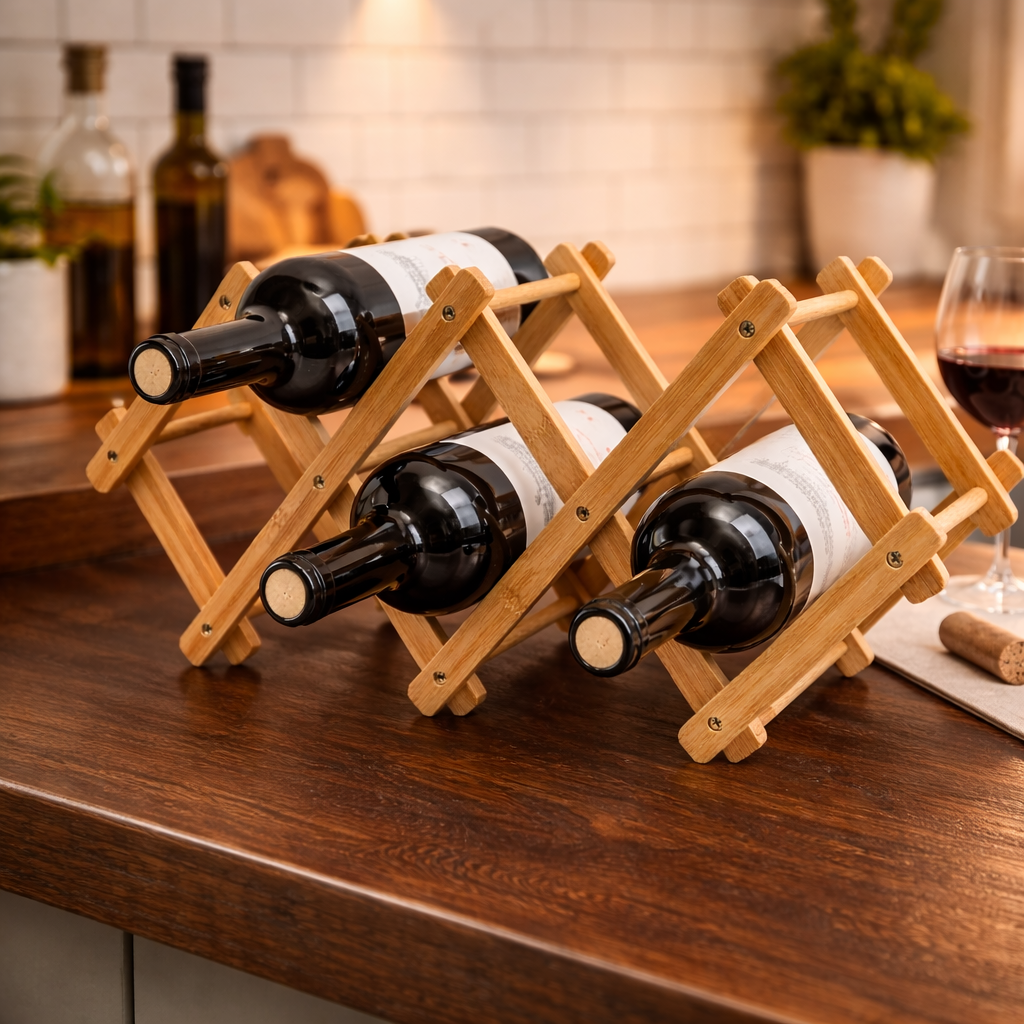 Bamboo Foldable Wine Bottle Holder