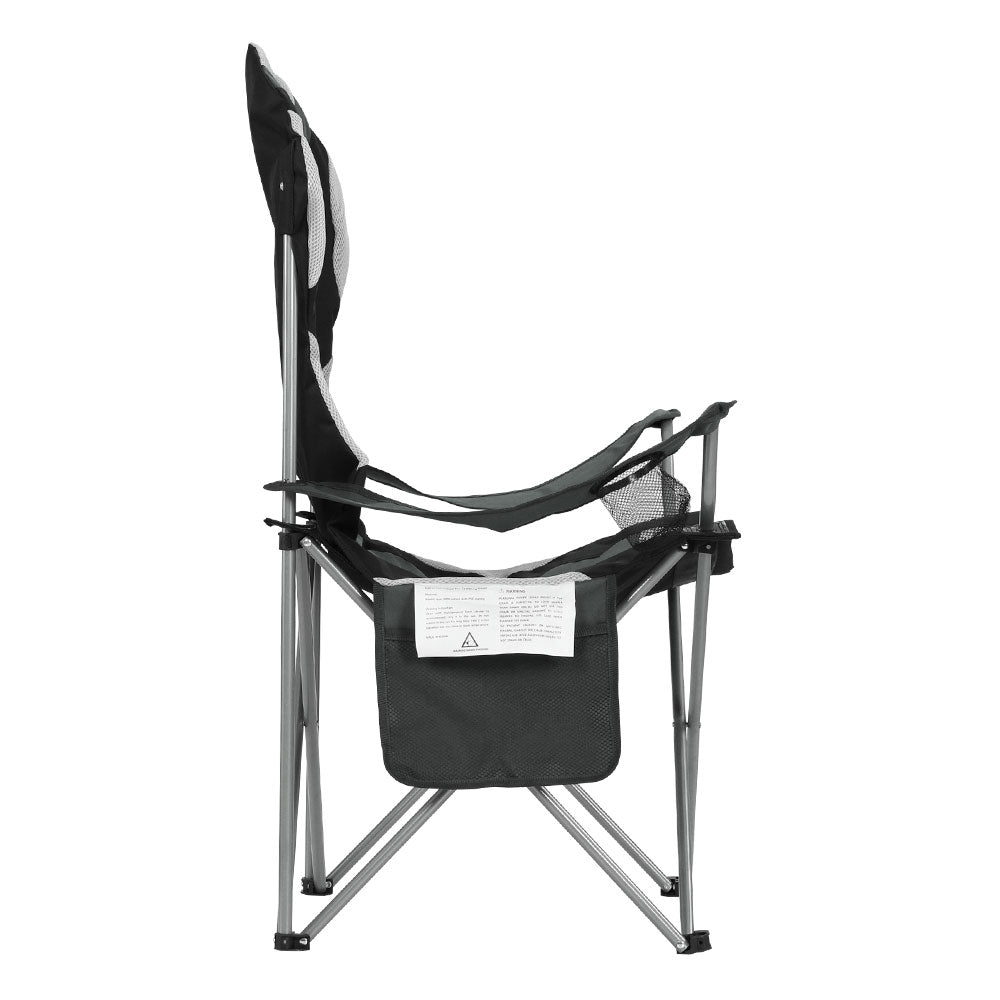 2PCS Camping Folding Chair Portable Outdoor Hiking Fishing Picnic - Grey/Black