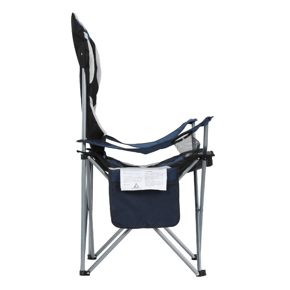 2PCS Camping Folding Chair Portable Outdoor Hiking Fishing Picnic - Grey/Navy